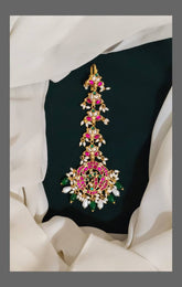Ruby Flower Maang tikka in Kundan - HA0029